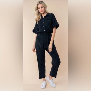 NWOT White Birch Brown/Golden Mineral Wash Jumpsuit (see pics)